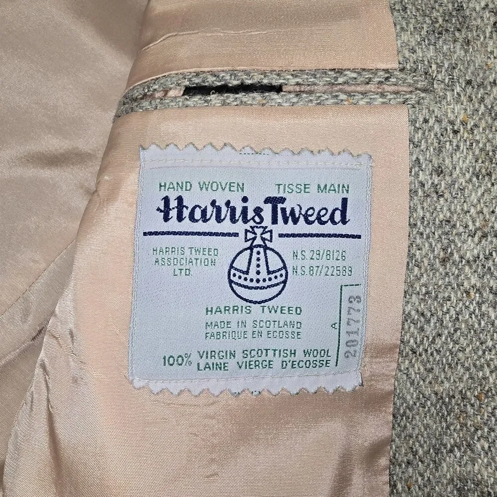 Moores Harris Tweed Blazer Mens Herringbone Pure Virgin Wool Sport Coat Jacket